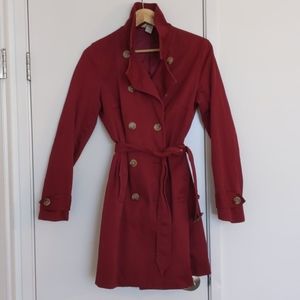 Banana republic maroon cotton trench coat medium